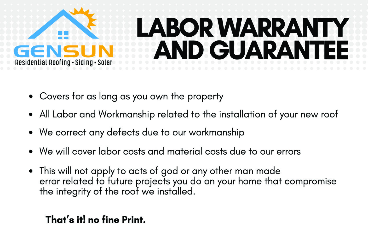 Guarantees and Warranties GenSunRoofing